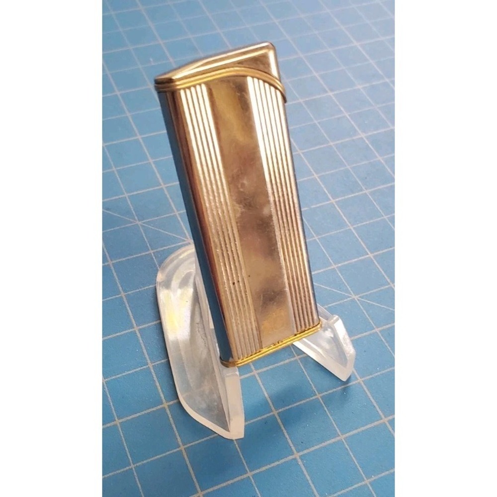 Vintage Colibri 162 Butane Lighter Gold & Silver Tone Slim Flip Top, Needs Work